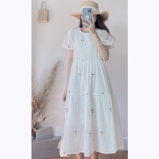 Váy đầm babydoll nữ hoa nhí tay bồng ulzzang vd01