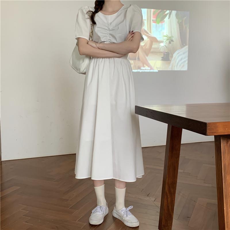 Đầm Tay Phồng Hở Lưng Thắt Nơ Phong Cách Vintage Thời Trang Mùa Hè Cho Nữ