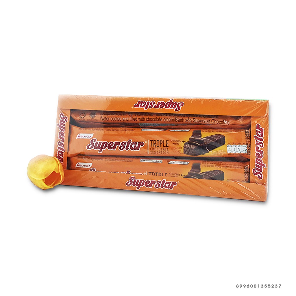 Bánh Xốp Superstar Chocolate 216g - 12 thanh x18g