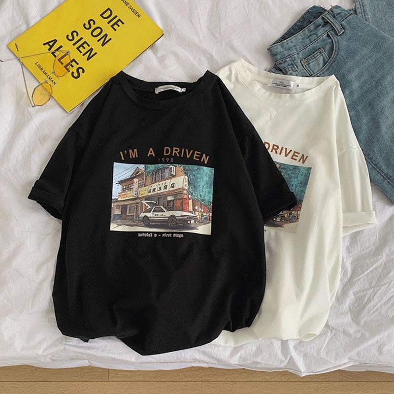 Áo Thun Tay Ngắn Dáng Rộng In Hoạt Hình Đơn Giản Dễ Phối Đồ Thời Trang Cho Cặp Đôi Size M-8XL 2022