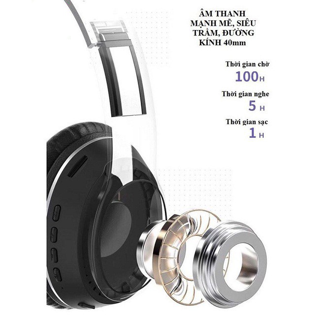 Tai nghe Chụp Tai XS Store K33 - Headphone Không Dây, Chống Ồn - Có Khe Cắm Thẻ Nhớ