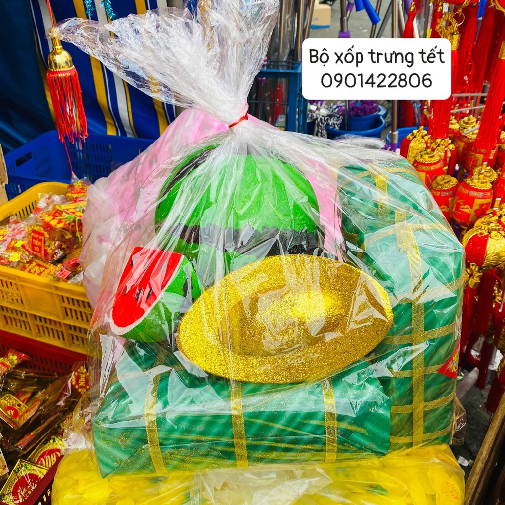 Bộ xốp 3D 6 món dưa hấu bánh chưng bánh dày thỏi vàng 2021