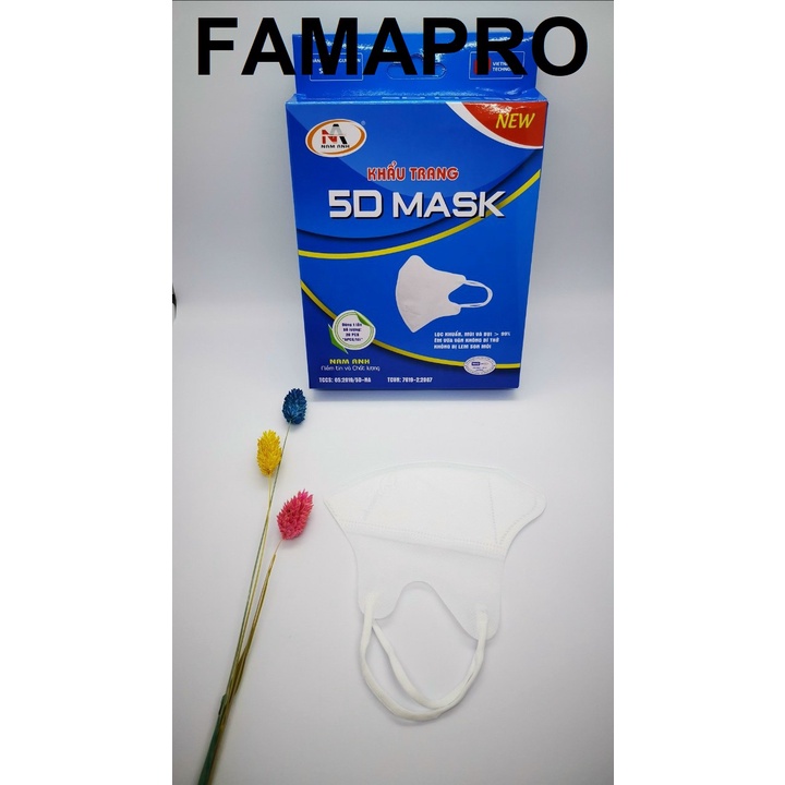 Khẩu Trang Y Tế 5D MASK- Quai Thun - Kháng Khuẩn Famapro - Thùng 100 Hộp