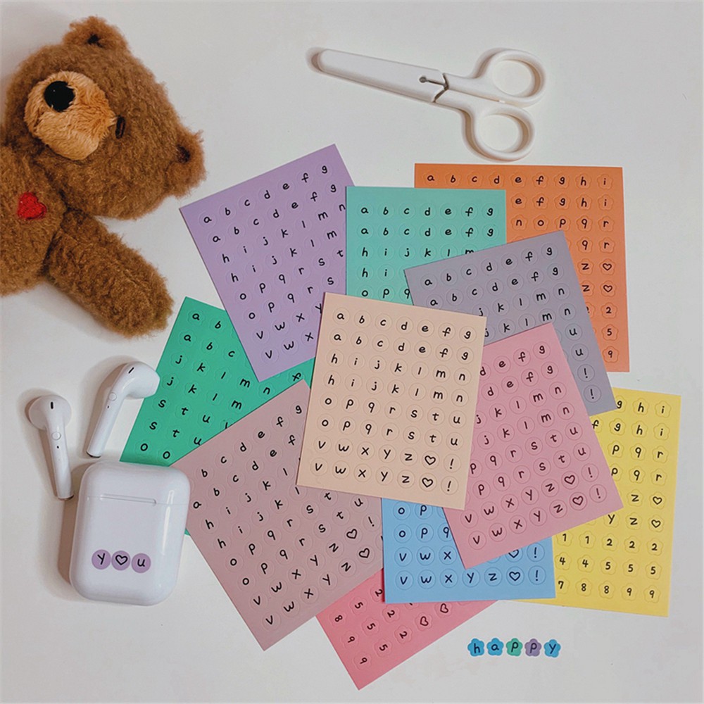Miếng Dán Hình Chữ Cái Tiếng Anh Màu Sắc Ngọt Ngào Phong Cách Hàn Quốc