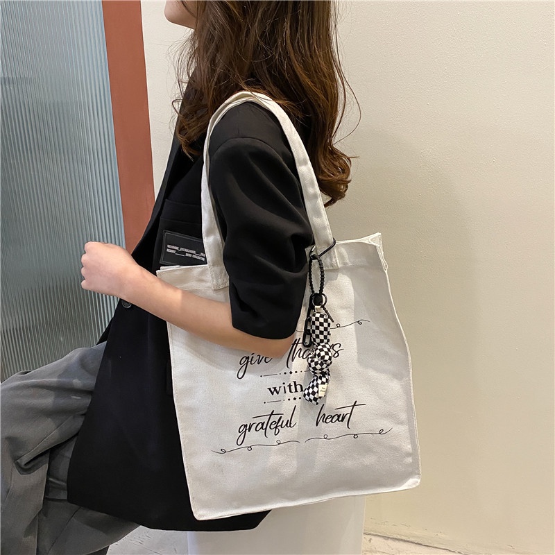 Túi Xách Đeo Vai Chất Liệu Canvas In Họa Tiết Phong Cách Hàn Quốc Thời Trang Xuân Hè Mới Cho Nữ