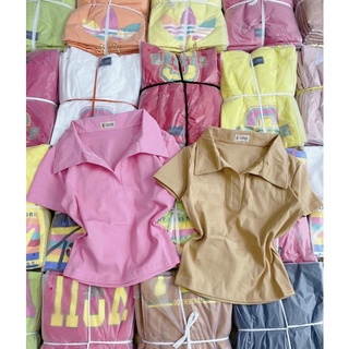 Áo thun croptop cổ bẻ