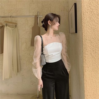 Áo croptop nơ sau phối ren cực xinh kèm ảnh thật