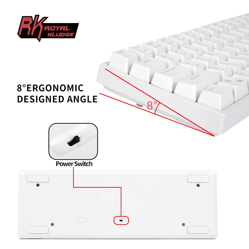 Bàn phím cơ CkeyiN không dây bluetooth 3.0 Và USB C RK61 Kludge 2.4G có đèn RGB