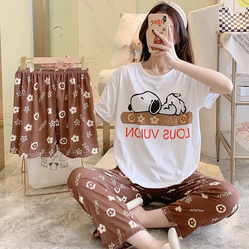 đồ bộ 3 món free size dưới 75kg
