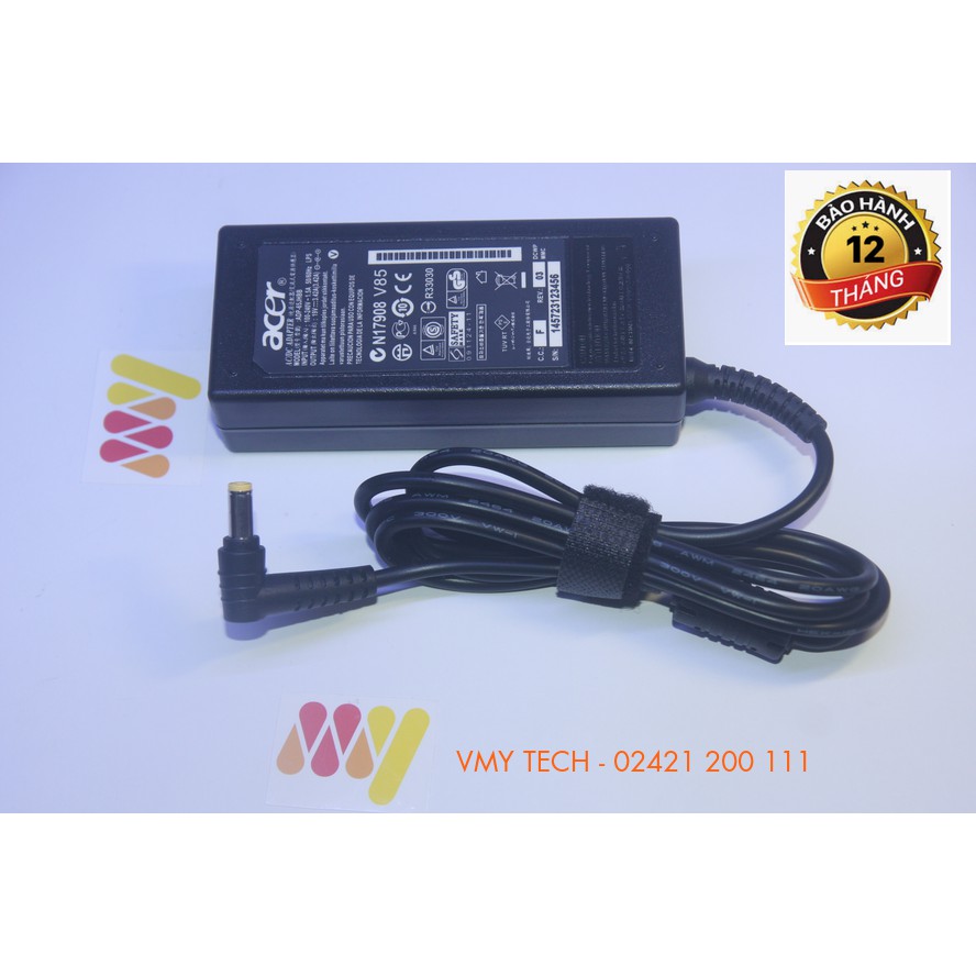 Sạc Laptop Acer 19V - 3.42A Zin Chân Vàng - Adapter Kèm Dây Nguồn - NEW 100%