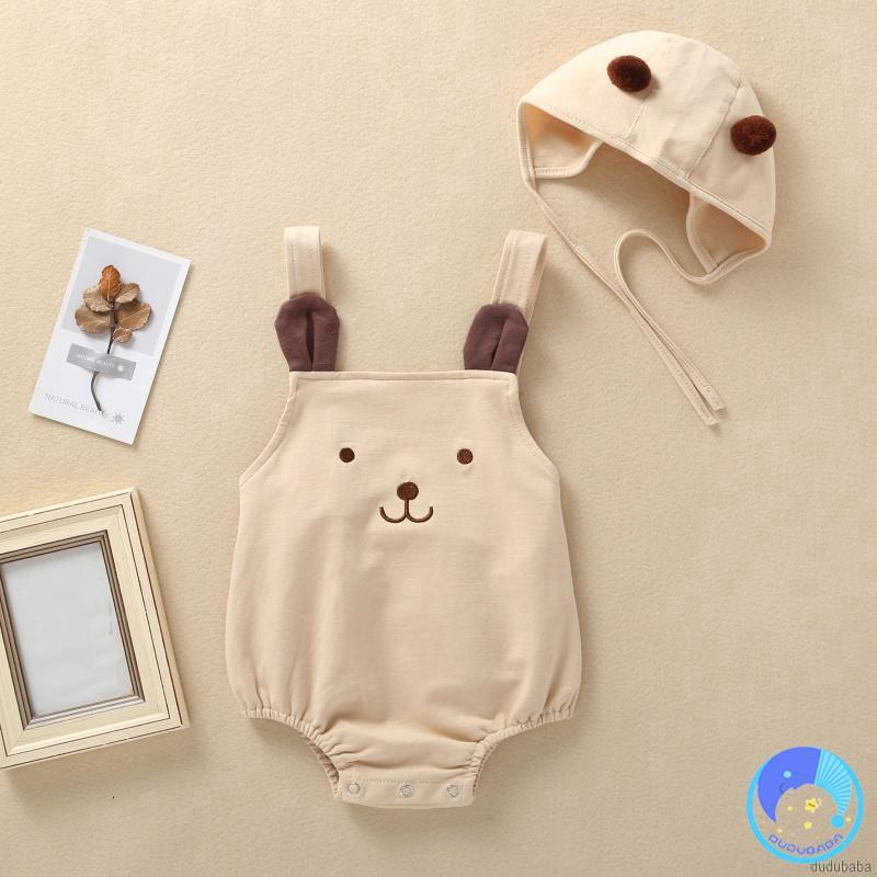 Áo Liền Quần 2 Dây Kèm Nón Đáng Yêu Cho Bé