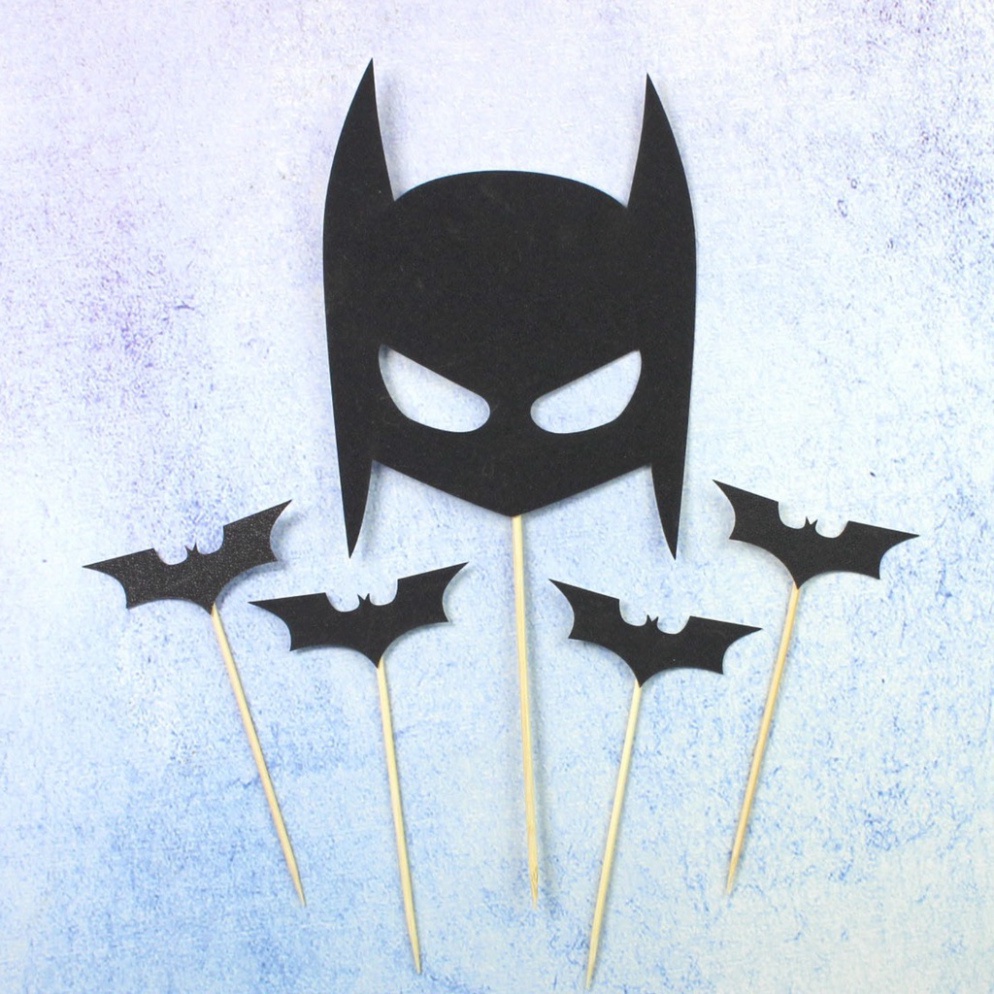 phụ kiện trang trí bánh sinh nhật [FREESHIP❤️] set cắm mặt nạ BATMAN hoạt hình