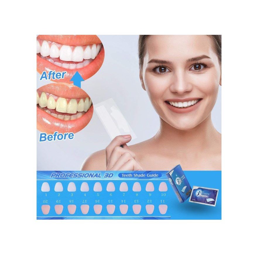 Hộp 7 gói miếng dán trắng răng 3D WHITE Teeth Whitening strips giúp nụ cười tỏa sáng