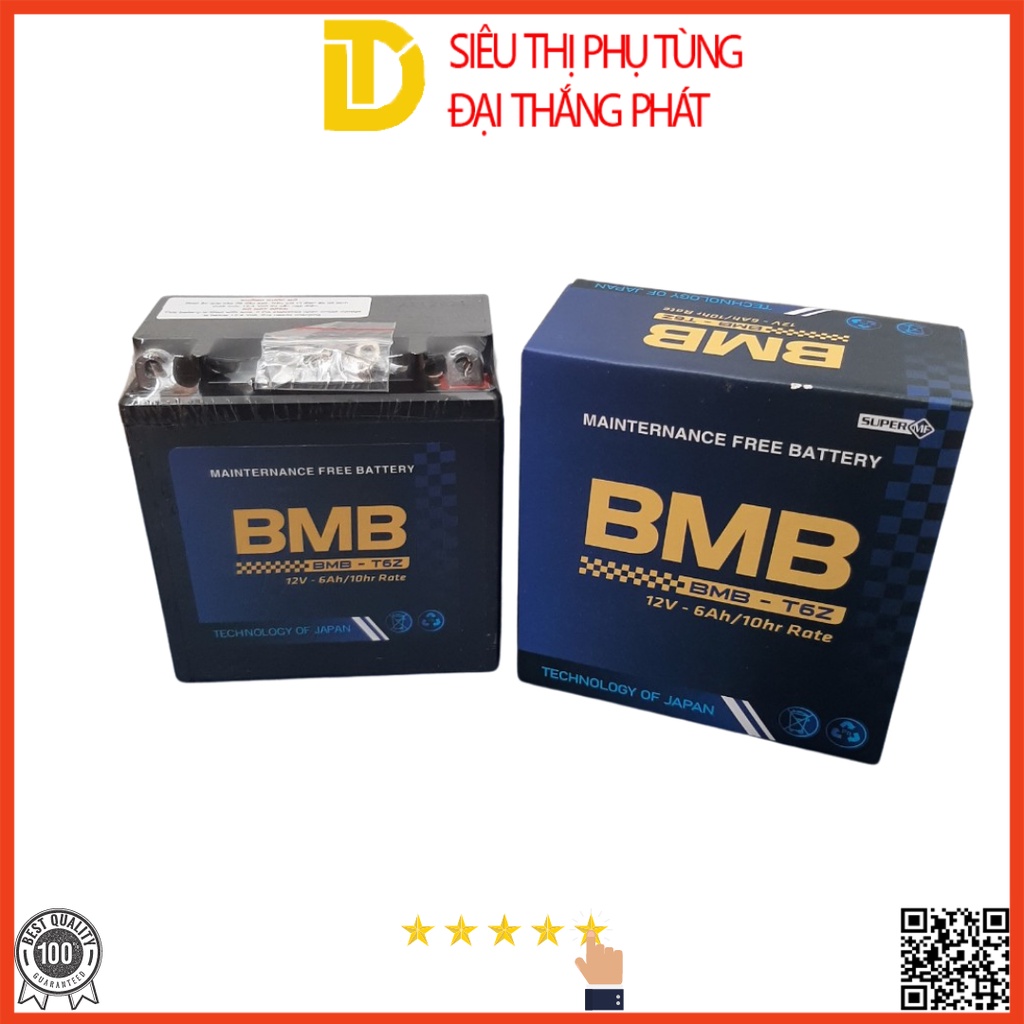 Bình Ắc Quy Khô NHẬT BẢN BMB-T6Z 12V-6AH dành cho xe Dream, Wave, Future, Sirius, Jupiter, Taurus, Mio...