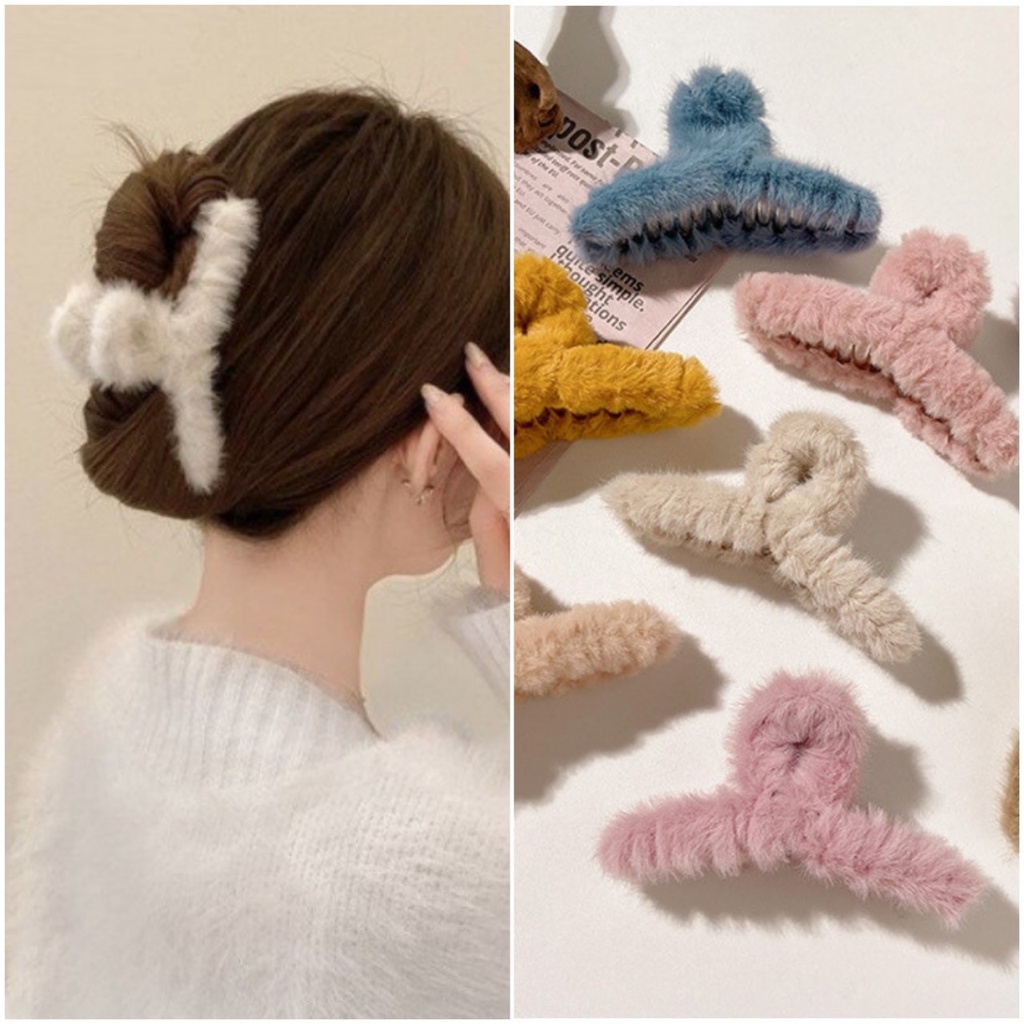 RẺ VÔ ĐỊCH  càng cua, kẹp tóc lông nhiều màu xinh nhắn phong cách hàn quốc