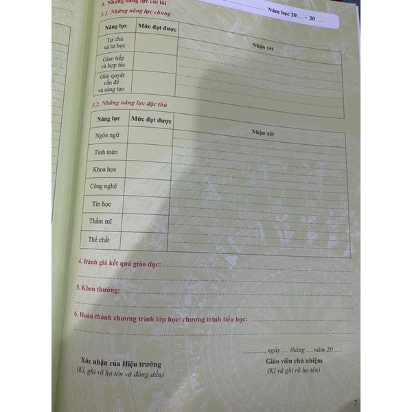 Học Bạ Tiểu Học Thông Tư 27/2020