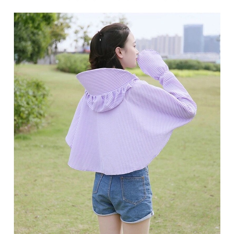 Áo Khoác Ngắn Mỏng Tay Dài Chống Nắng Chống Tia UV Bảo Vệ An Toàn Cho Nữ