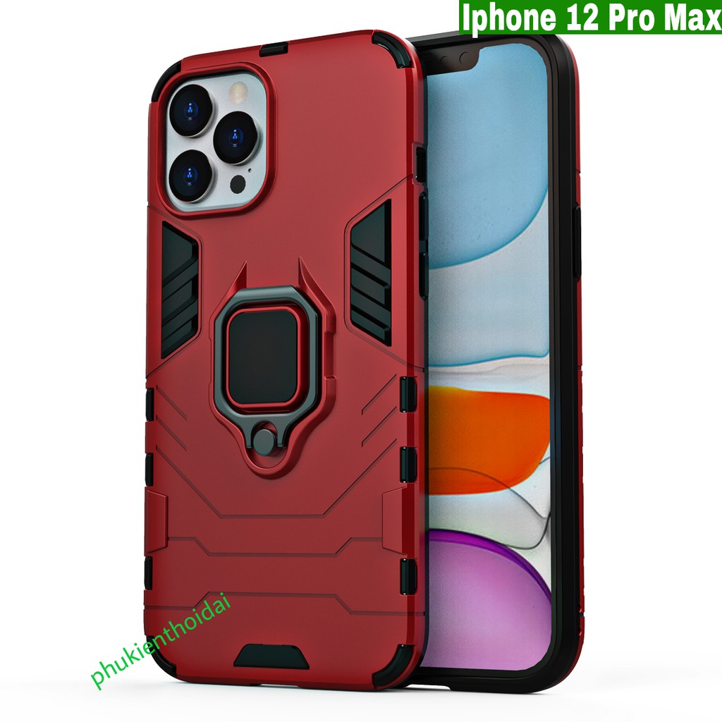 Ốp lưng Iphone 12 Pro Max chống sốc Iron Man Iring giá đỡ mặt lưng nhựa PC viền dẻo