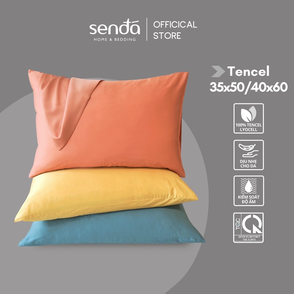 Vỏ gối nằm lụa TENCEL SEN ĐÁ 40x60 35x50 cm trơn màu, áo gối cao cấp ngừa nếp nhăn và không xơ rối tóc