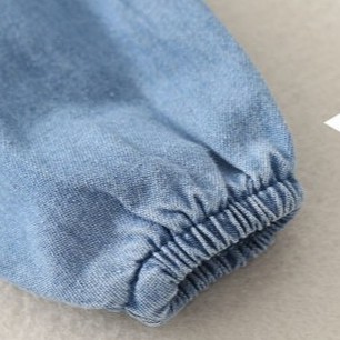 Bộ áo liền quần denim trơn màu cho bé gái