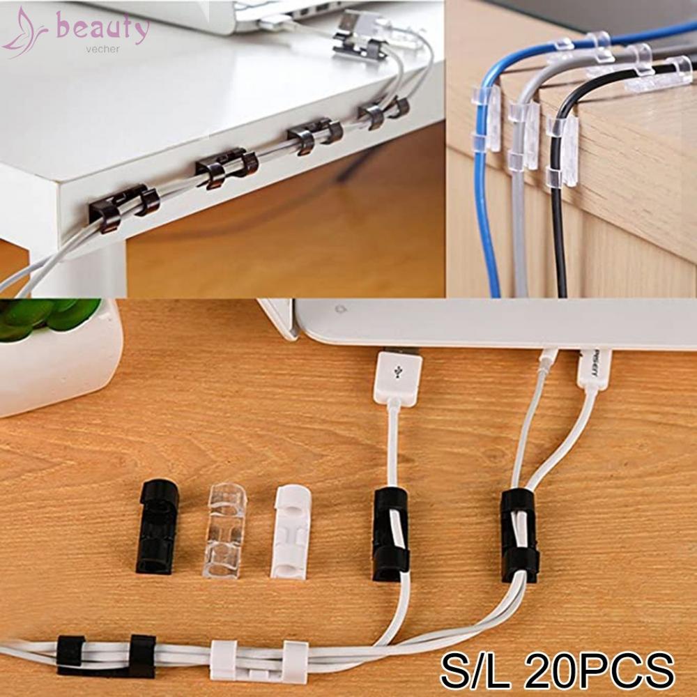 Set 20 kẹp giữ dây cáp gắn tường màu trắng/đen trong suốt
