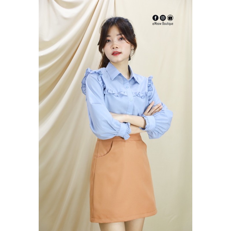 [Hàng mới về] Sơ mi nhún viền Meow Boutique