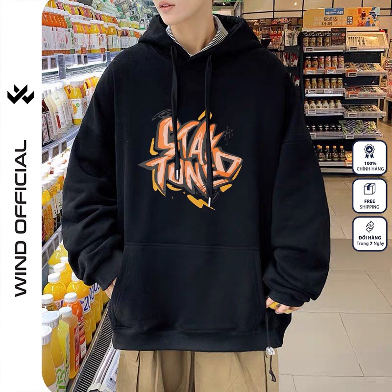 Áo hoodie unisex WIND form rộng nỉ nam nữ STAY TUNED HD11 thời trang thu đông oversize | BigBuy360 - bigbuy360.vn