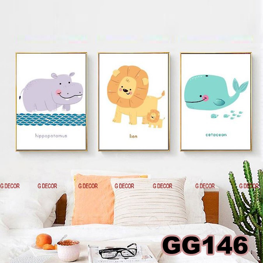 Tranh treo tường canvas 3 bức phong cách hiện đại Bắc Âu 140, tranh lá cây trang trí phòng khách, phòng ngủ, phòng ăn