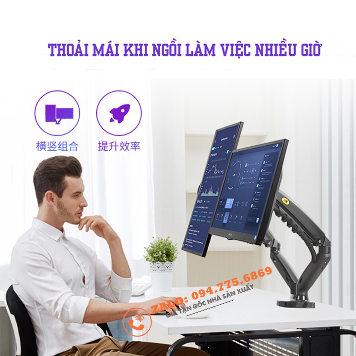 Giá Treo Hai Màn Hình NB F160 17-30 Inch - Tay Treo Hai Màn Hình Tải Trọng 9 Kg