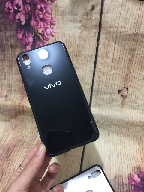 Ốp Vivo V9 viền dẻo đen lưng kính cường lực bóng 4D cực đẹp