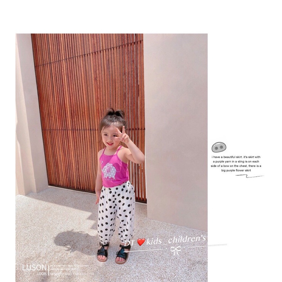 XẢ HÀNG Áo 2 dây bé gái, áo 2 dây lưng đan chéo chất cotton hình ngộ nghĩnh cho bé