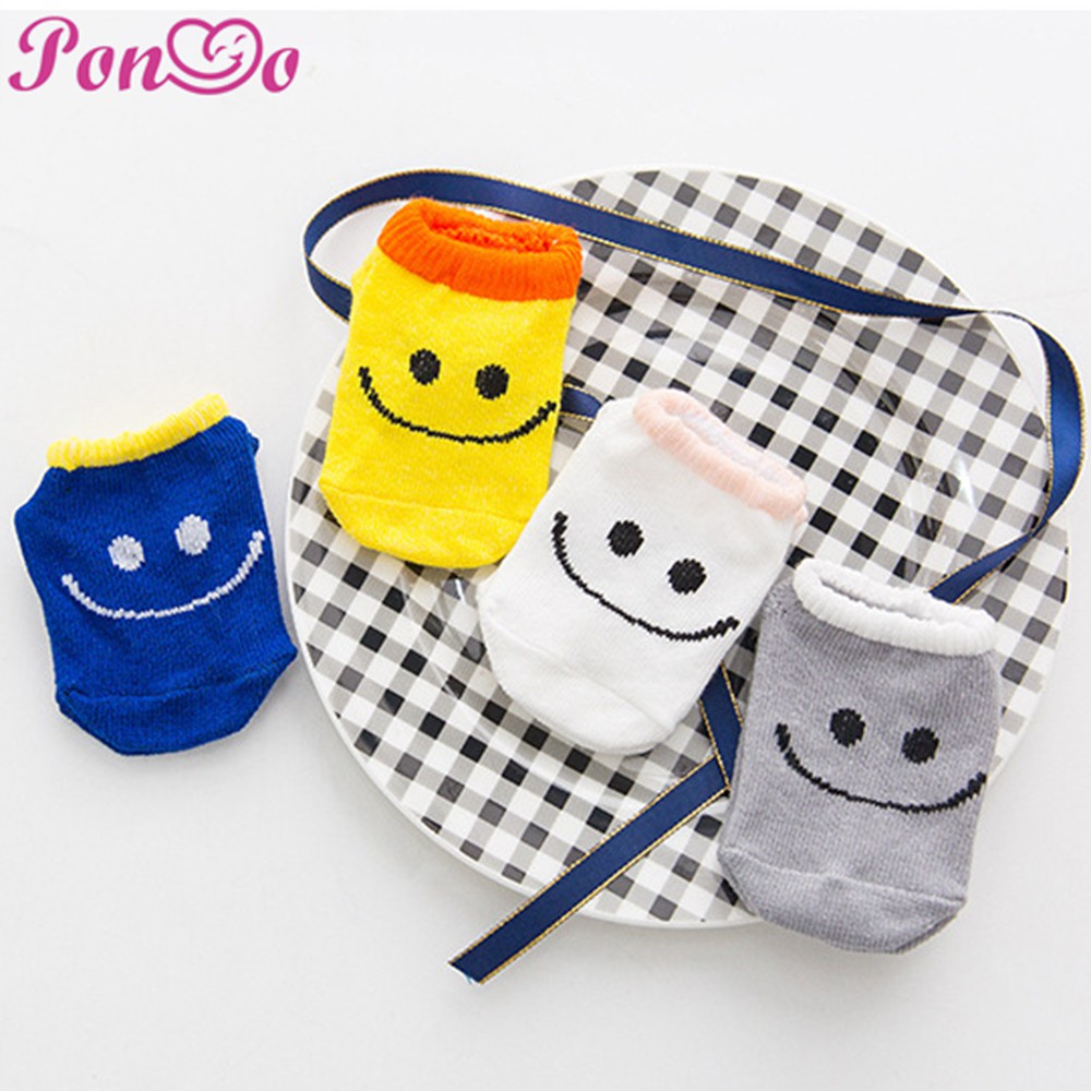 Vớ Cotton Chống Trượt Hình Mặt Cười Cho Bé Sơ Sinh Từ 0-3 Tuổi