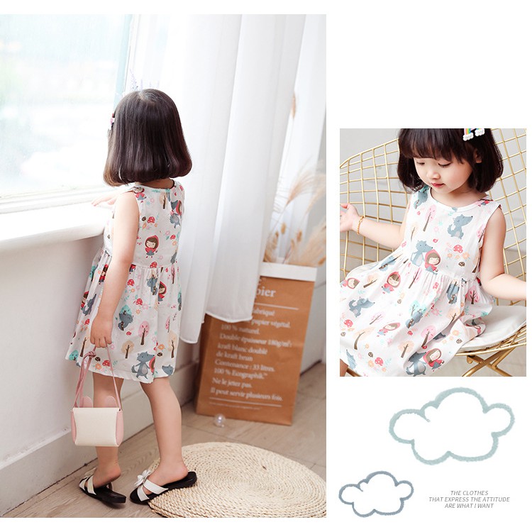 Đầm thun bé gái DINOKING Váy trẻ em mùa hè chất cotton hoa nhí đẹp xinh dễ thương cho bé 1 - 6 tuổi VA05