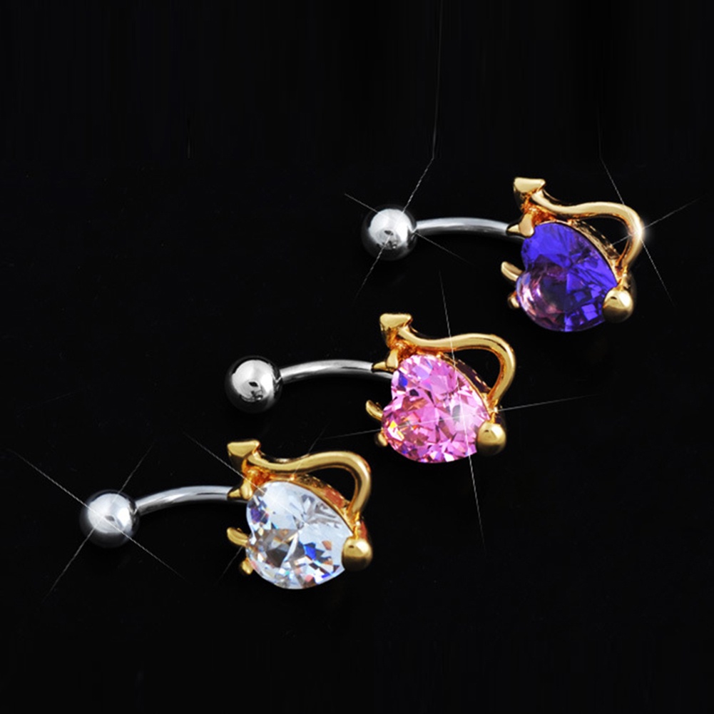 Khuyên RốN HìNh Tim ĐíNh Đá BằNg ThéP Không Gỉ