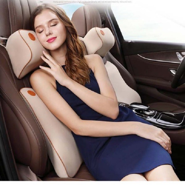 Bộ Gối Cao Su Non - Tựa Đầu Tựa Lưng Ô Tô - Chống mỏi lưng mỏi cổ tạo thoải mái an toàn khi lái xe