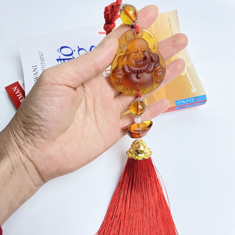 🍁𝐅𝐑𝐄𝐄𝐒𝐇𝐈𝐏🍁 Dây Treo Ô Tô Phong Thủy Tượng Phật Di Lặc Đá Đỏ - Khánh Treo Xe Ô Tô Phật Di Lặc Đá Đỏ