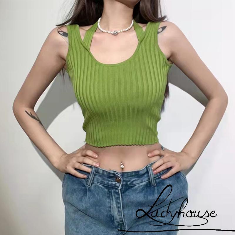 Ld-áo Hai Dây Giả Hai Mảnh Màu Trơn Ôm Dáng Gân Màu Xanh / Xanh Hoàng Gia / Đen Trơn Cho Nữ