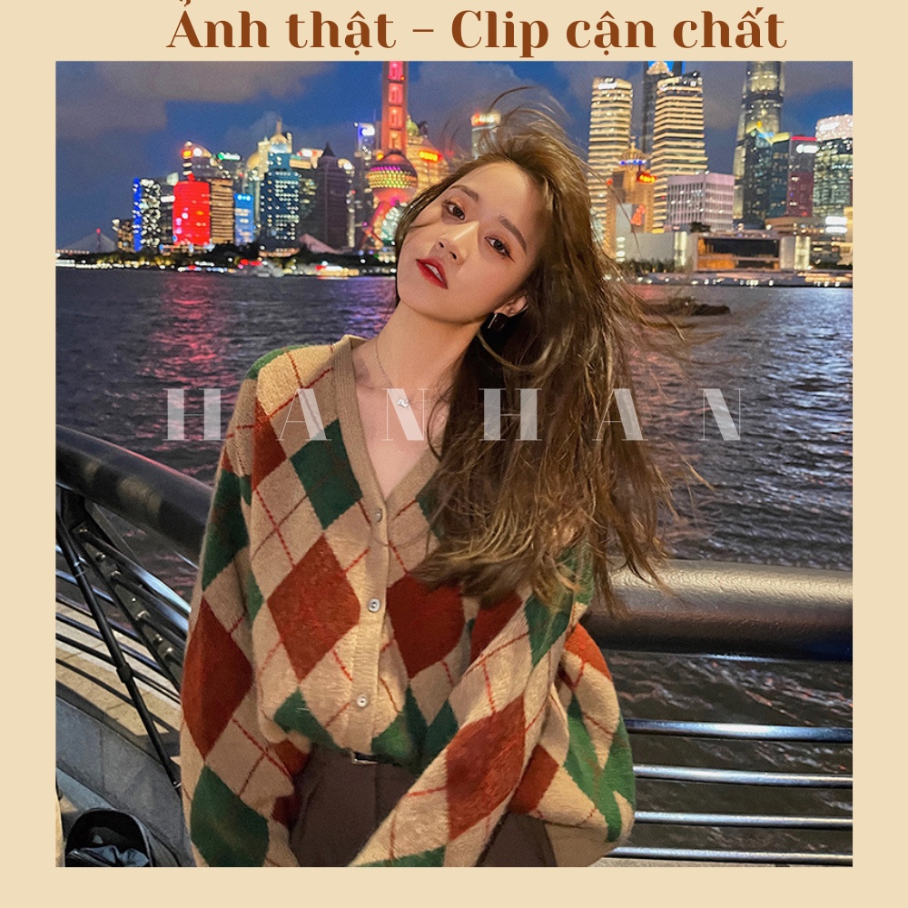 Áo khoác cardigan nữ len dày nâu vintage phong cách ulzzang Hàn Quốc C4