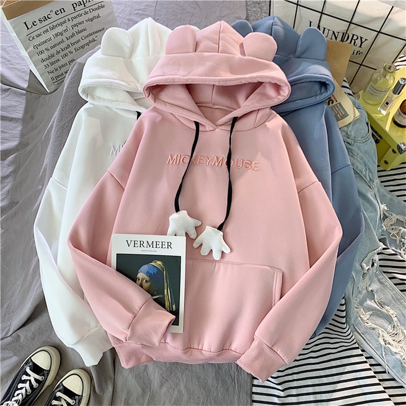 A111- Áo hoodie nữ thu đông tai thỏ dễ thương
