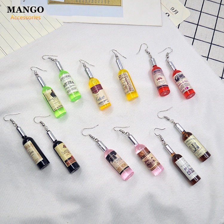 Khuyên Tai Hình Chai Rượu Màu Hồng / Xanh Dương / Hồng Thời Trang Hàn Quốc T353