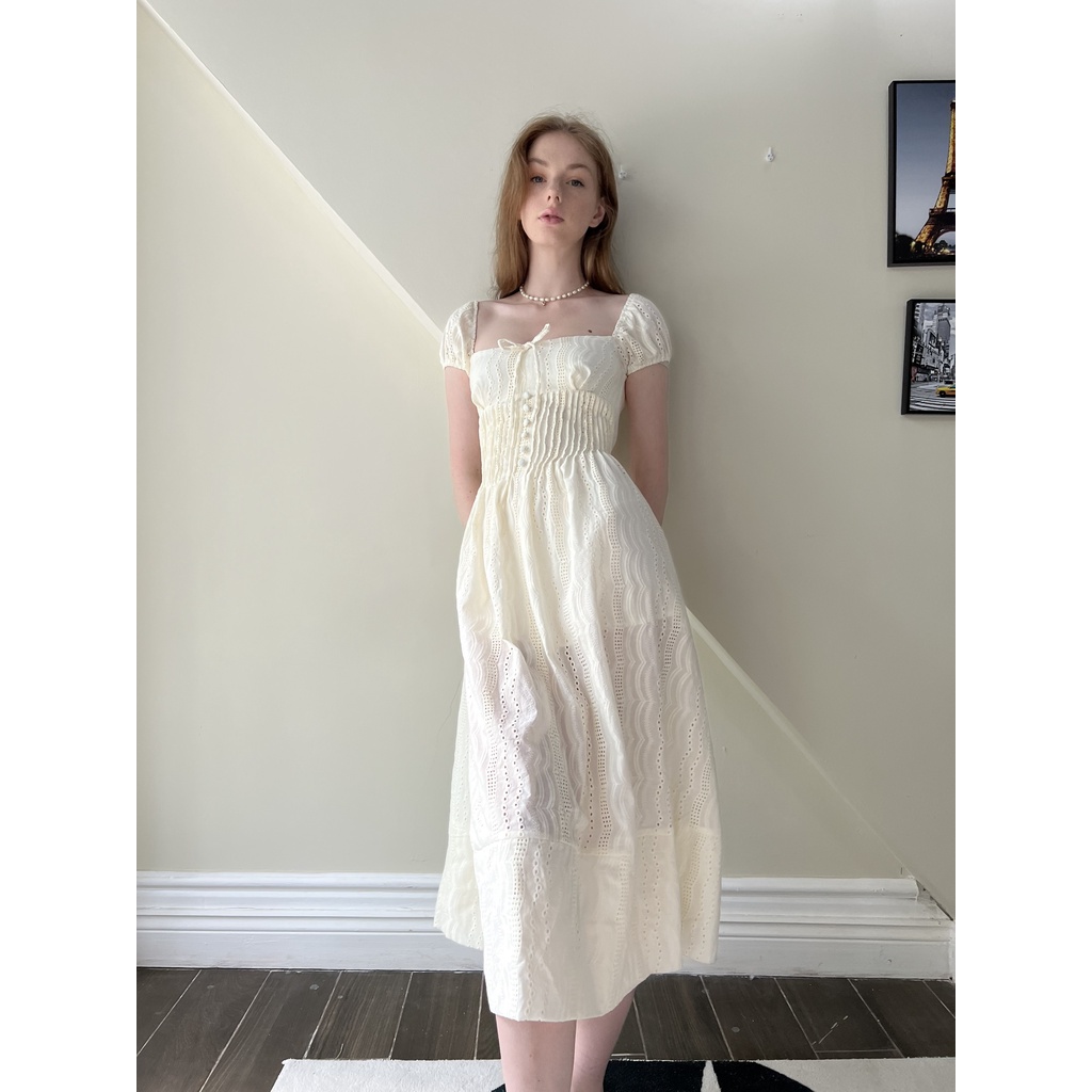 TIFFANY STUDIOS - Váy Trắng Dài Nơ Thanh Lịch - MARLENA DRESS