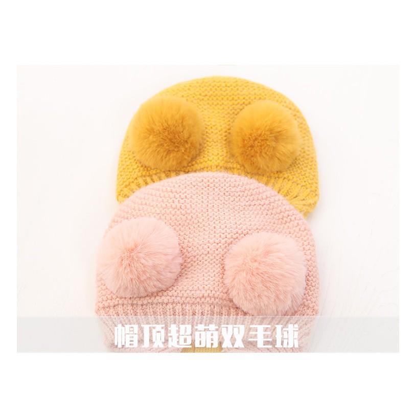 Mũ len tai bông tròn đáng yêu siêu ấm cho bé từ 6 tháng - 2 tuổi - Lado shop