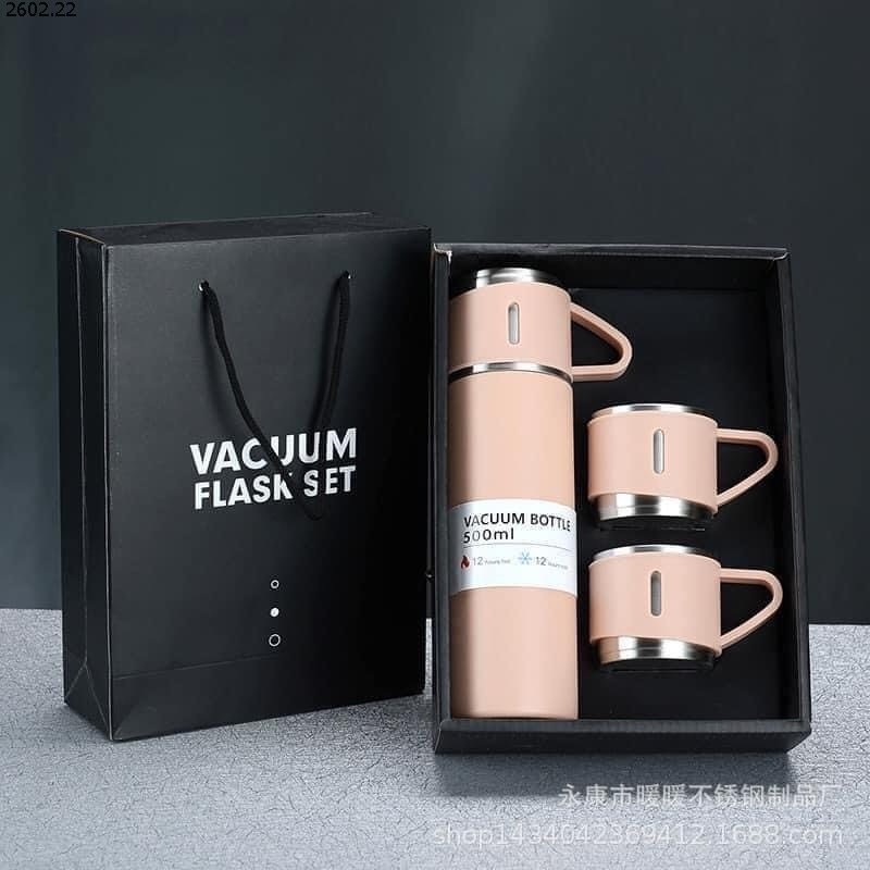 Bộ Bình Giữ Nhiệt Kèm 2 Ly Nước Black Flask3 GiftSet  Màu Ngẫu Nhiên