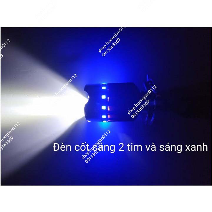 ( Hàng Chất, giá tốt ) Đèn pha Led xe máy 7 màu 4 tim H4