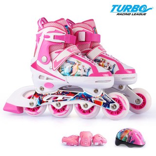 Trọn Bộ Giày Patin TURBO Tặng kèm bảo hộ, Bánh có Phát Sáng - 3 Màu Hồng, xanh,đỏ