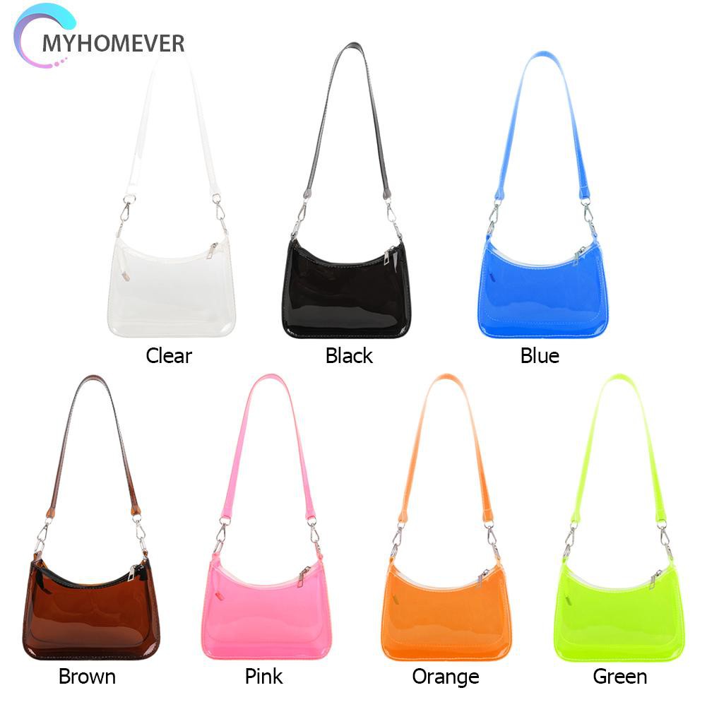 Túi đeo vai/ đeo dưới cánh tay màu trơn trong suốt phong cách cổ điển thời trang cho nữ
