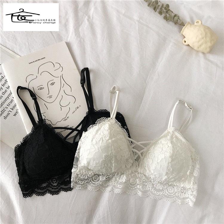 Áo Ngực Nữ Không Gọng Phối Ren Phong Cách Hàn Quốc