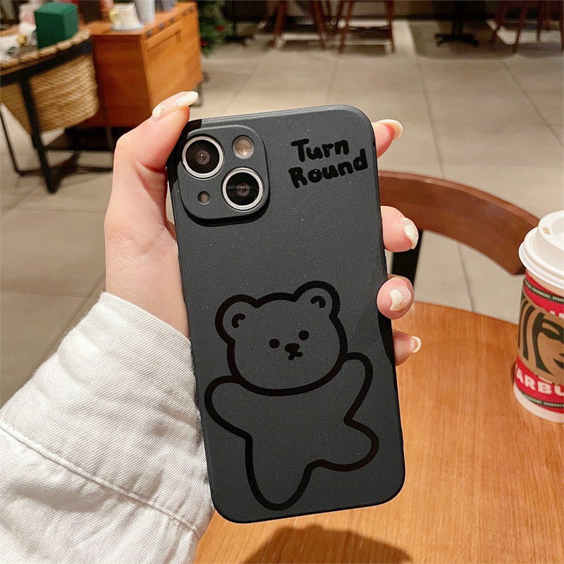 Ốp Iphone Dẻo Cạnh Vuông In Hình Gấu Nhám 7,8Plus,x,xs,xsmax,11,11promax,12,12promax,13,13promax