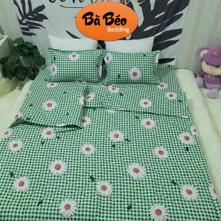 Trọn Bộ 5 Món Chăn Ga Gối Cotton Poly Hè Thu, Set Chăn Hè Ga Gối, Bộ Chăn Ga Gối Cotton Hoạ Tiết Sinh Động Đủ Kích Thước