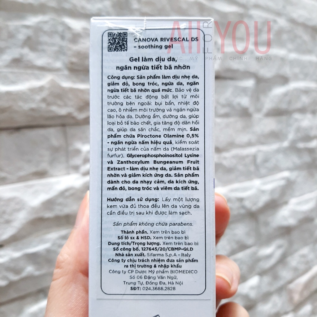 CANOVA Rivescal DS Soothing Gel 50mL - Gel Chống Nấm Làm Dịu Da, Ngăn Ngừa Tiết Bã Nhờn.